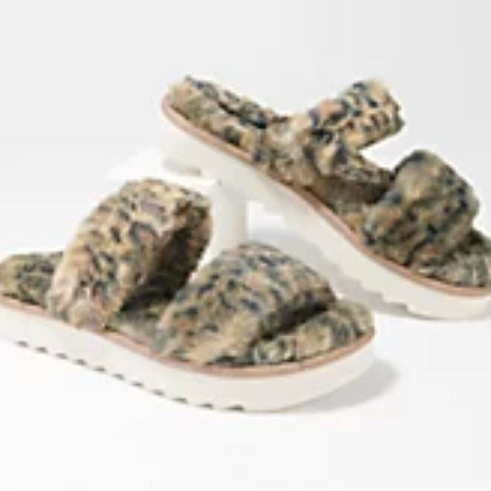 Koolaburra by UGG Faux-Fur Slide Sandals Cheetah Size 9
